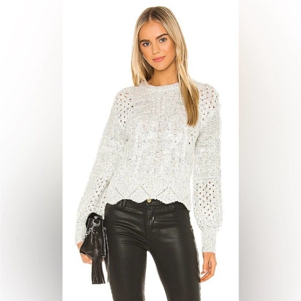 J.O.A. Balloon Sleeve Cable Knit Sweater